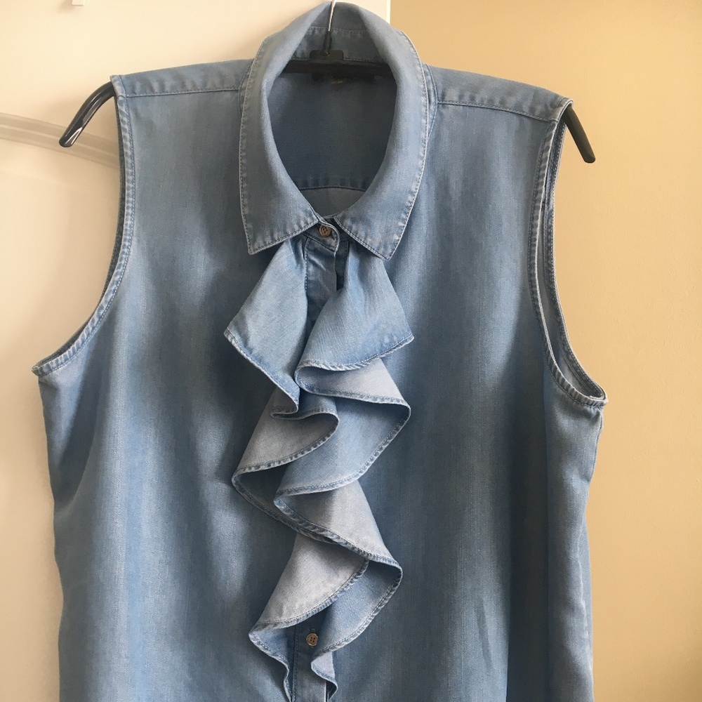 Denim Sleeveless Blouse by Karl Lagerfeld Paris